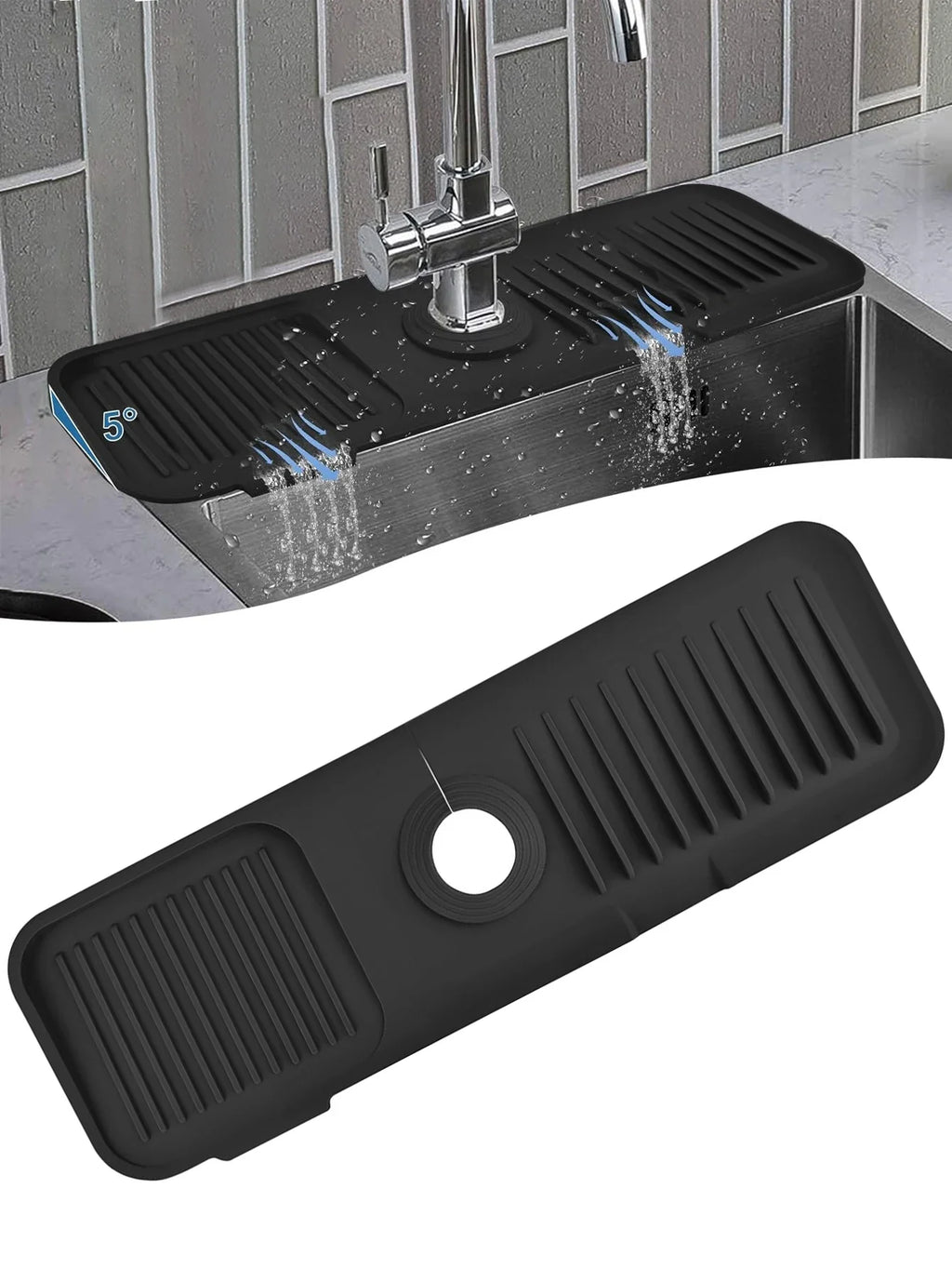 Tapis égouttoir en silicone pour robinet – anti-éclaboussures