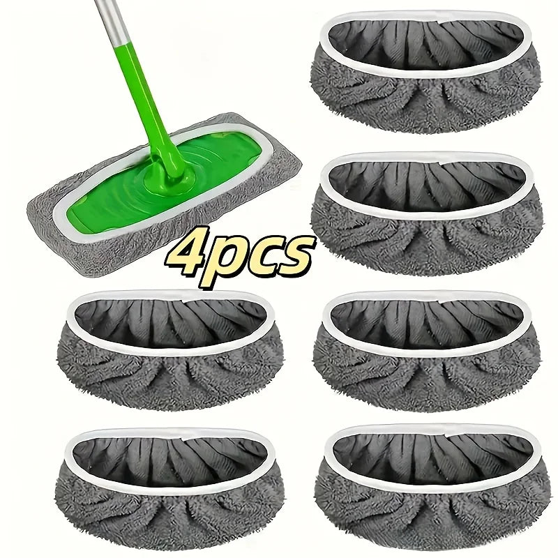 Lot de 4 housses microfibres lavables pour balai serpillière