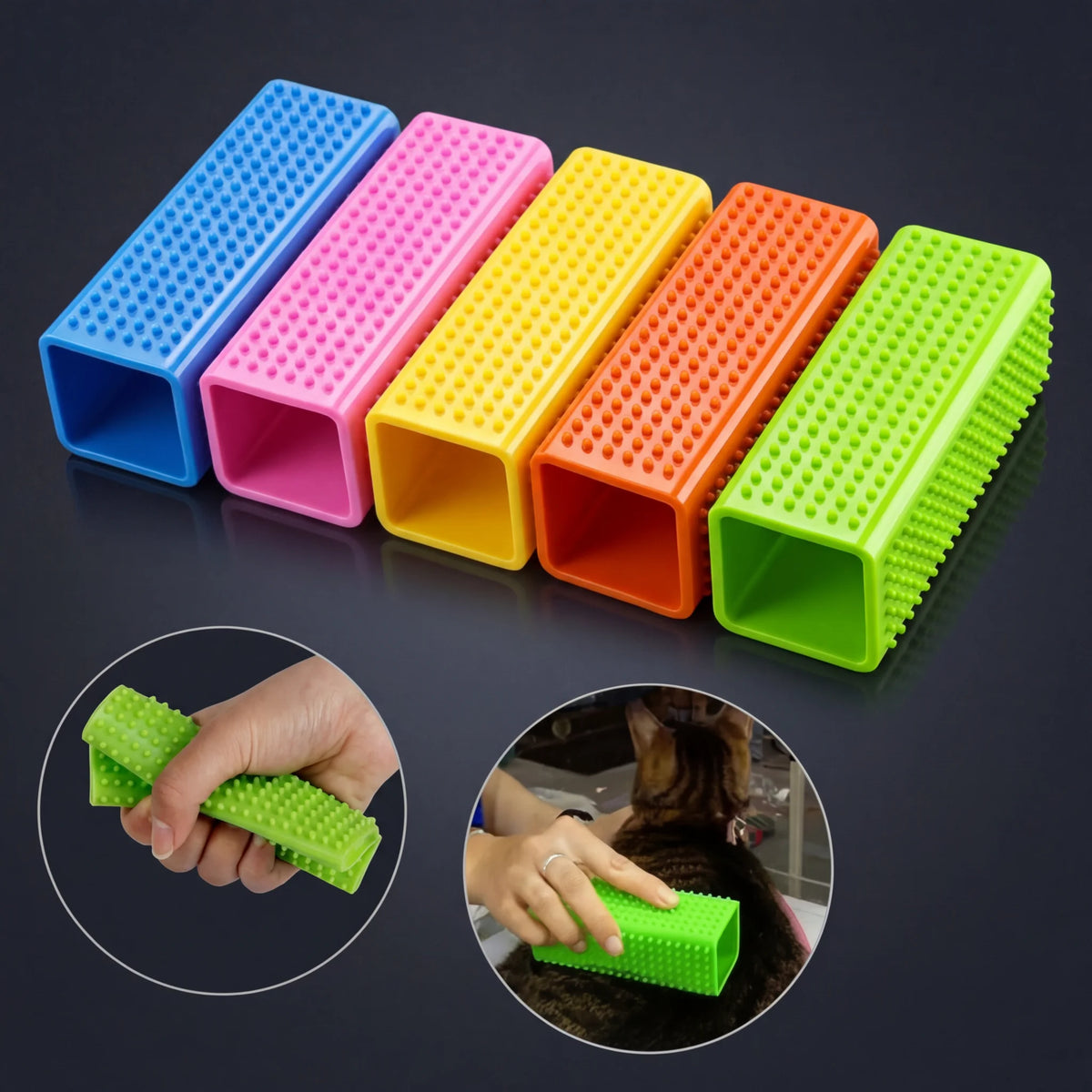 Brosse silicone réutilisable attrape-poils chiens & chats