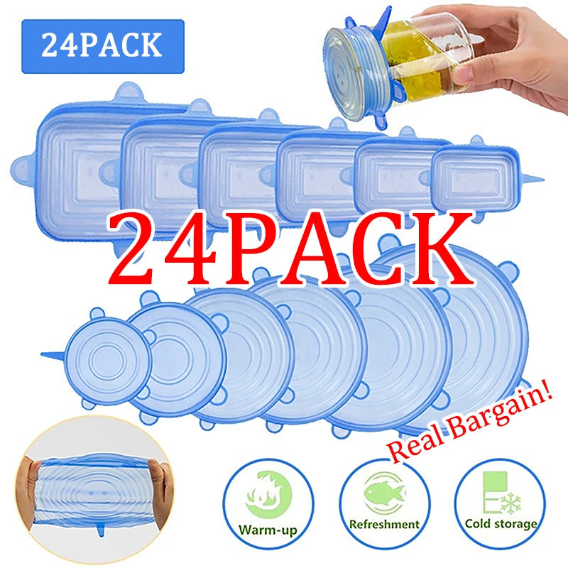 Couvercles extensibles en silicone – Lots de 6 à 24