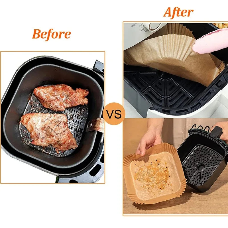 Papier cuisson jetable pour Air Fryer – 50 ou 100 pièces