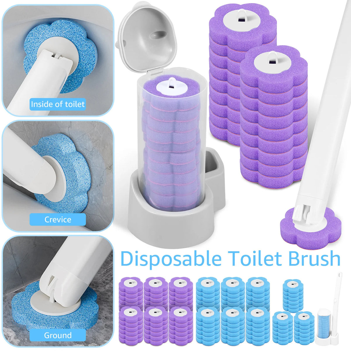 Recharges jetables pour brosse WC – 18 à 72 pièces