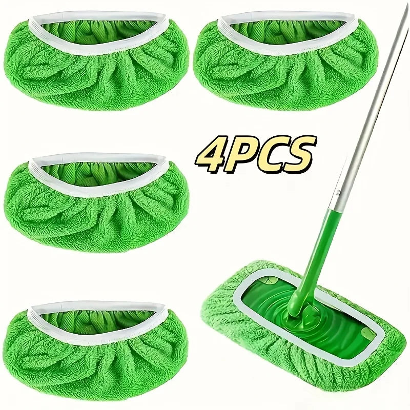 Lot de 4 housses microfibres lavables pour balai serpillière