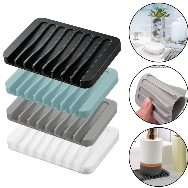 Porte-savon égouttoir en silicone antidérapant