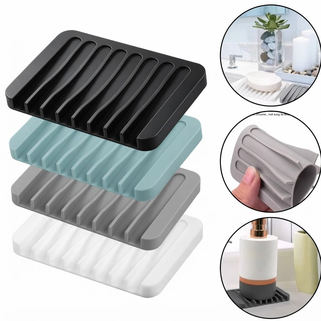 Porte-savon égouttoir en silicone antidérapant
