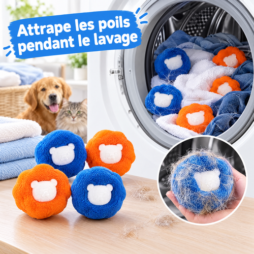Balles attrape-poils réutilisables pour machine à laver – visuel 1
