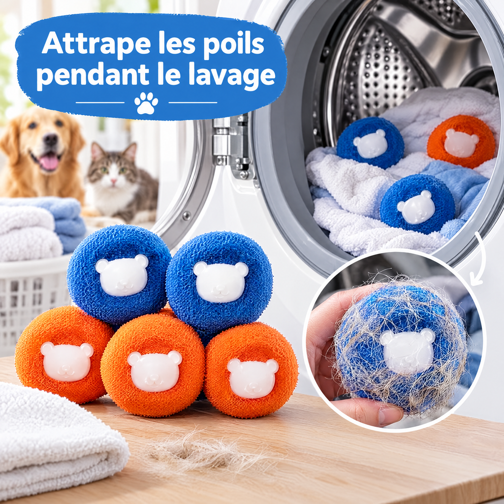 Balles attrape-poils réutilisables pour machine à laver – visuel 3