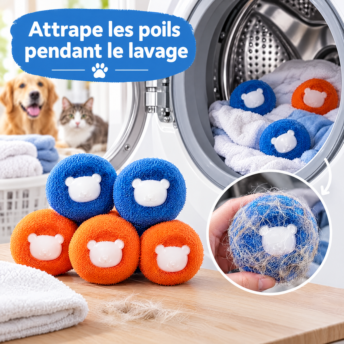 Balles attrape-poils réutilisables pour machine à laver – visuel 3