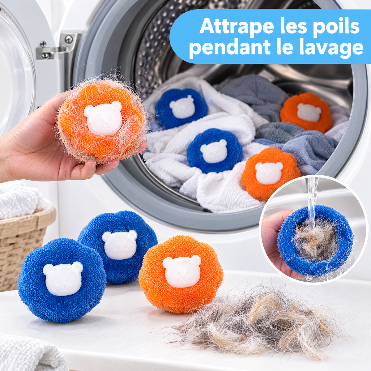 Balles attrape-poils réutilisables pour machine à laver – visuel 4
