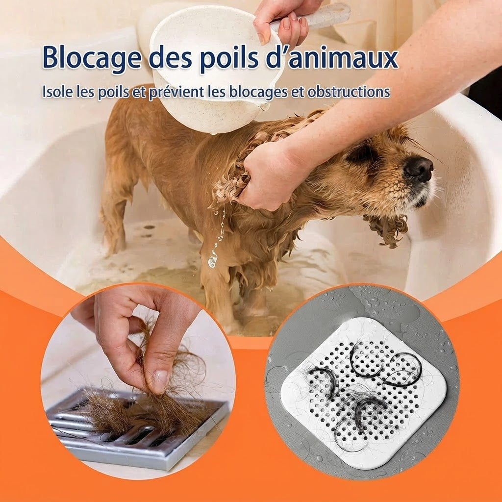 Filtre attrape-cheveux en silicone pour douche et lavabo – photo 5