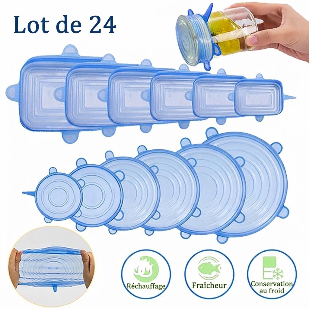Couvercles extensibles en silicone – Lots de 6 à 24 – photo 1