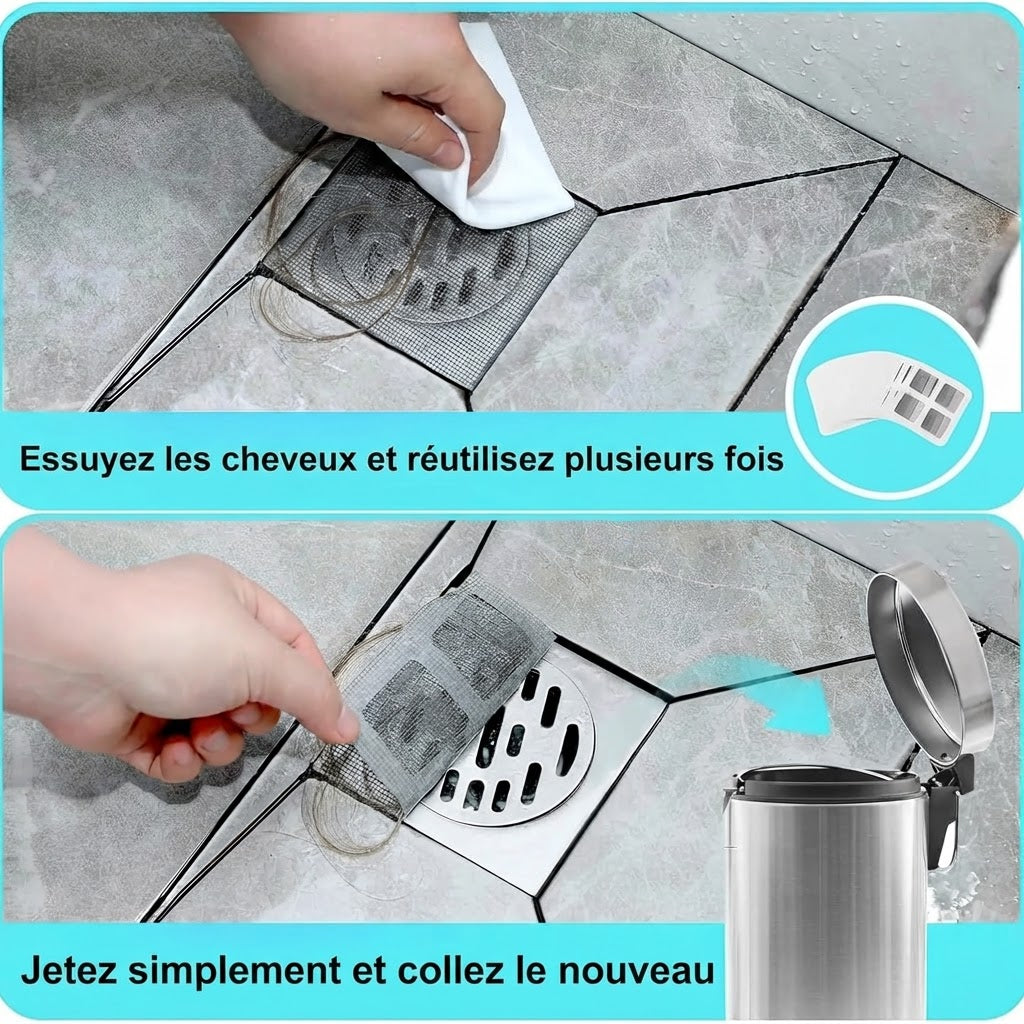 Filtres jetables attrape-cheveux pour douche – 10 à 100 pièces