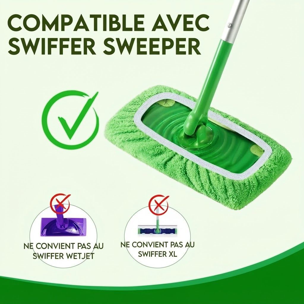 Lot de 4 housses microfibres lavables pour balai serpillière