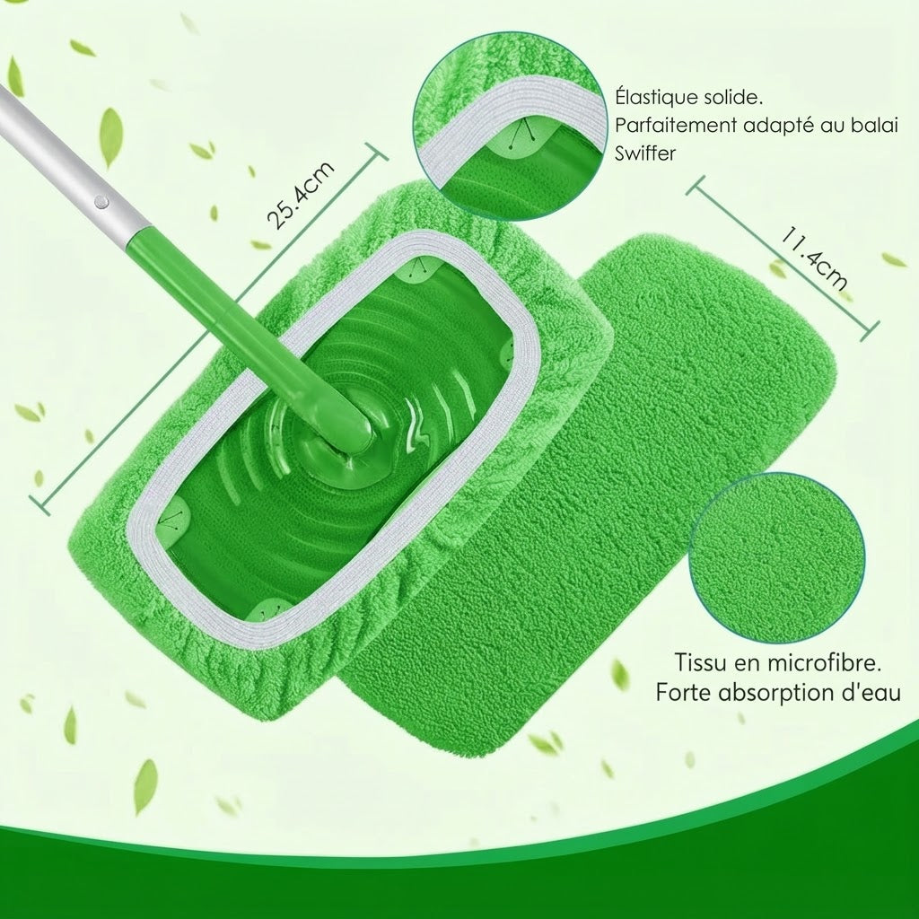Lot de 4 housses microfibres lavables pour balai serpillière